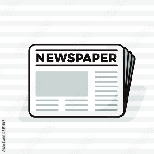 newspaper object with cartoon style and grey stripes background illustration design vector