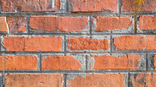 Grungy weathered red bricks wall background