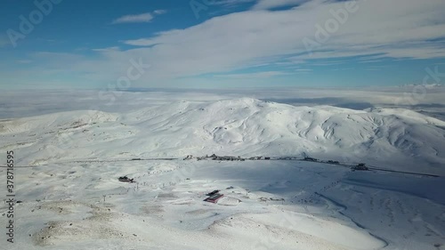 Ski resort in Turkey aerial view. The top of the extinct Erciyas volcano in Turkey. photo