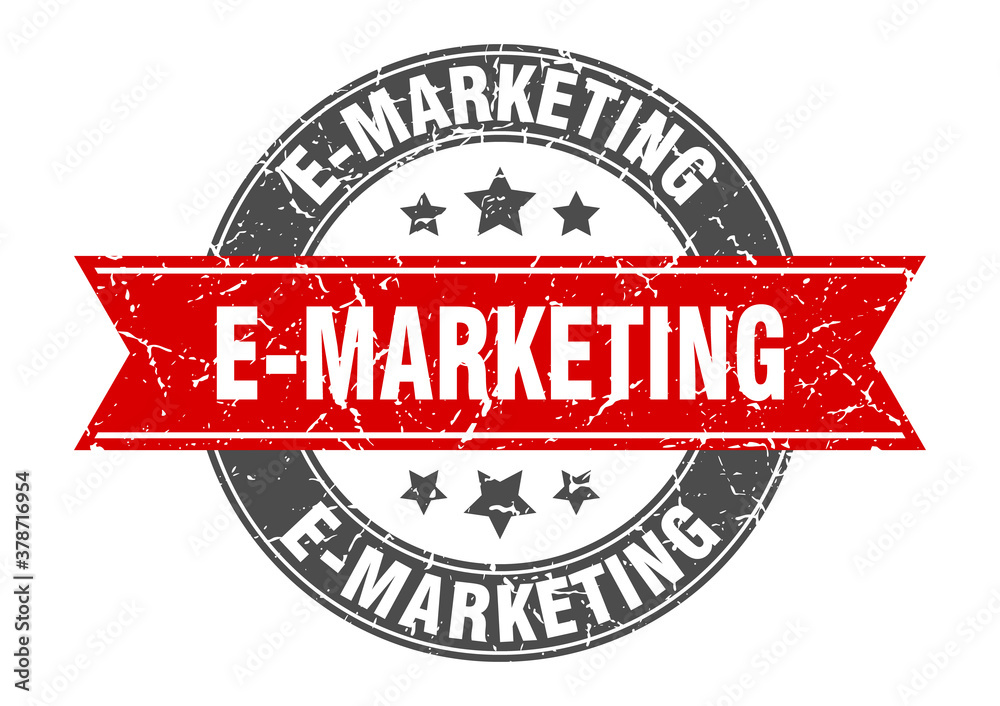 e-marketing round stamp with ribbon. label sign