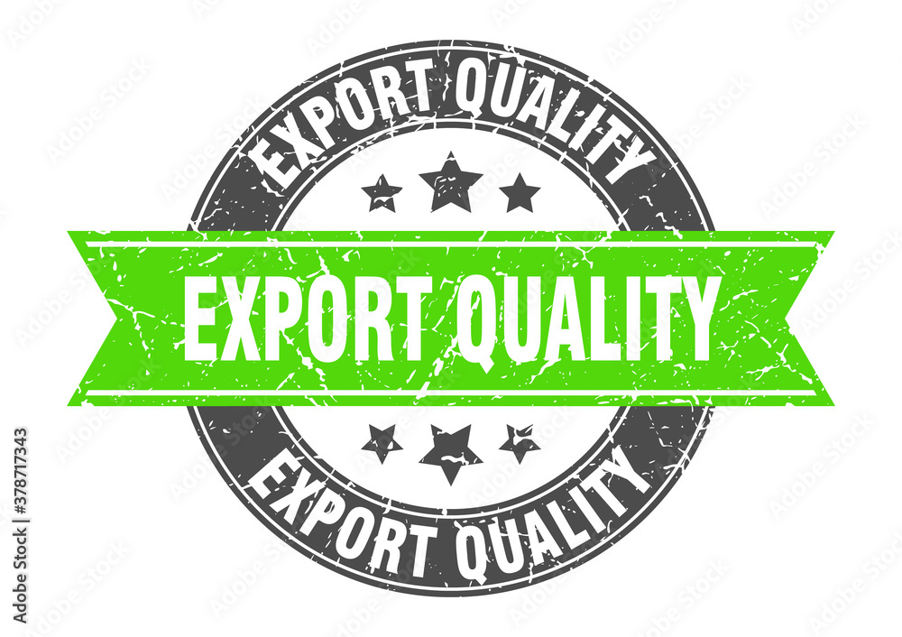 Fototapeta premium export quality round stamp with ribbon. label sign