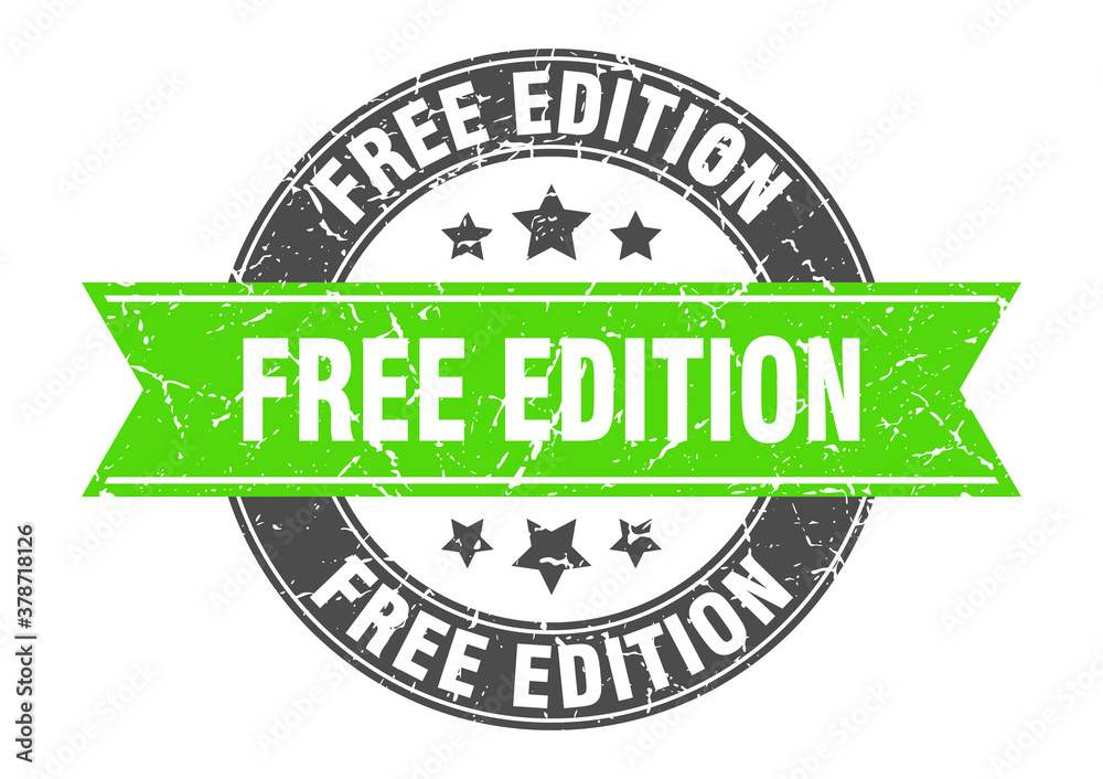 Fototapeta premium free edition round stamp with ribbon. label sign