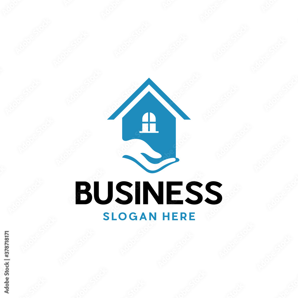 home logo and hand shape, Property Care, Home and Real estate Logo Template home logo and hand shape, Property Care, Home and Real estate Logo Template