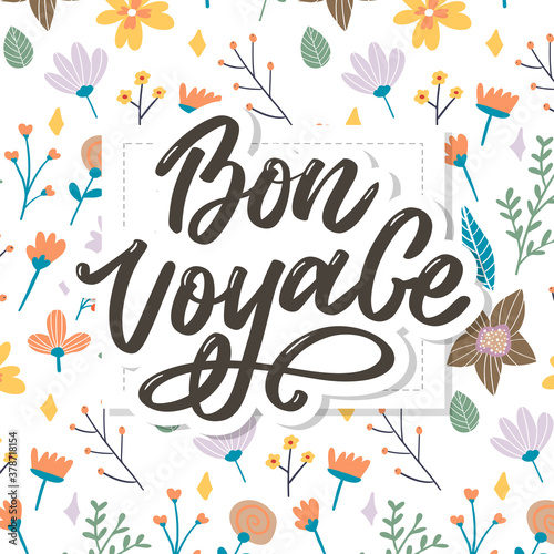 Bon Voyage Hand Lettering Vector Calligraphy Travel