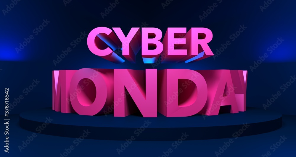 3D illustration of Cyber Monday Sale Background