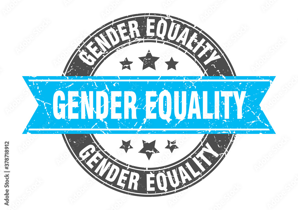 Fototapeta premium gender equality round stamp with ribbon. label sign