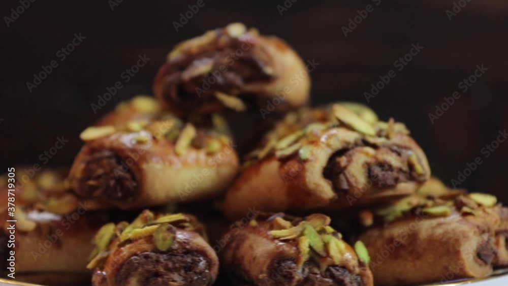 Delicious homemade pastry . Seamless loopable. High quality 4k footage Delicious homemade pastry . Seamless loopable. High quality 4k footage