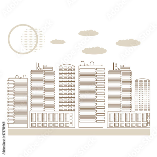 Vector illustration of the city. Streets and houses.