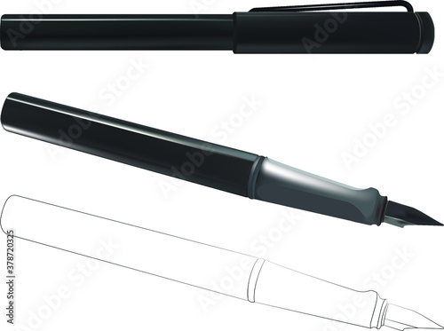 Vector fountain pen on a white background
