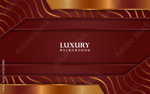 Luxury red background combine with golden lines