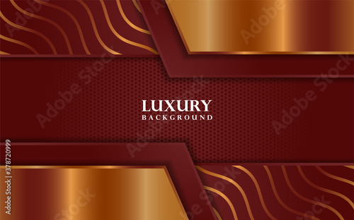 Luxury red background combine with golden lines
