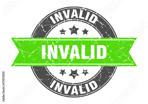 invalid round stamp with ribbon. label sign