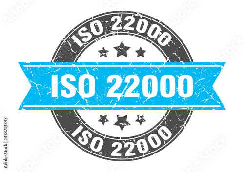 iso 22000 round stamp with ribbon. label sign