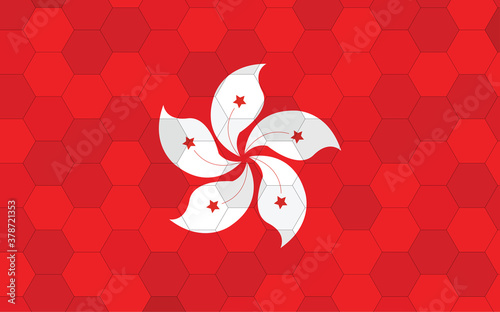 Hong Kong flag illustration. Futuristic Hongkonger flag graphic with abstract hexagon background vector. Hong Kong national flag symbolizes independence.