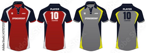 Sports POLO t-shirt jersey design template, mock up uniform kit with front and back in two color options
