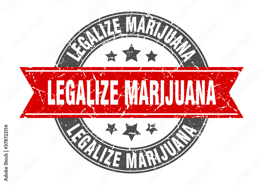 legalize marijuana round stamp with ribbon. label sign
