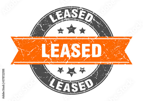leased round stamp with ribbon. label sign