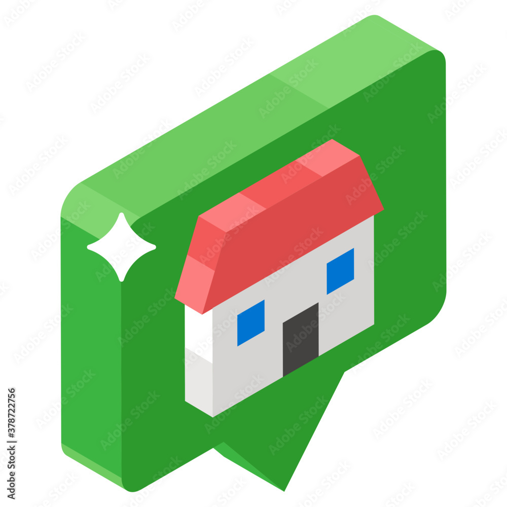 Speech bubble home chat, isometric icon of property communication Speech bubble home chat, isometric icon of property communication