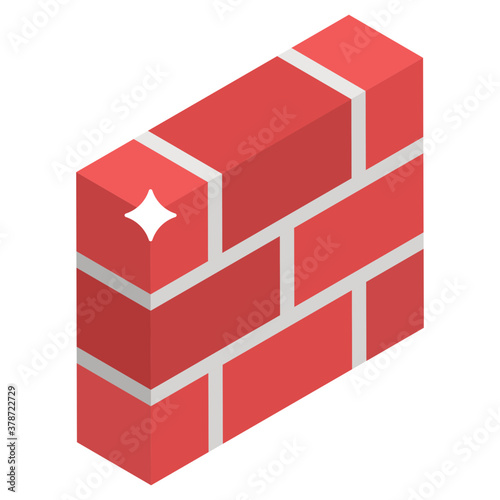 
Bricks icon in isometric design.
