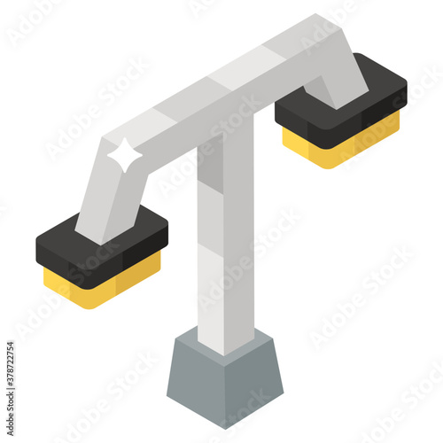 
Roadside pole lamps, street lights icon design on white background
