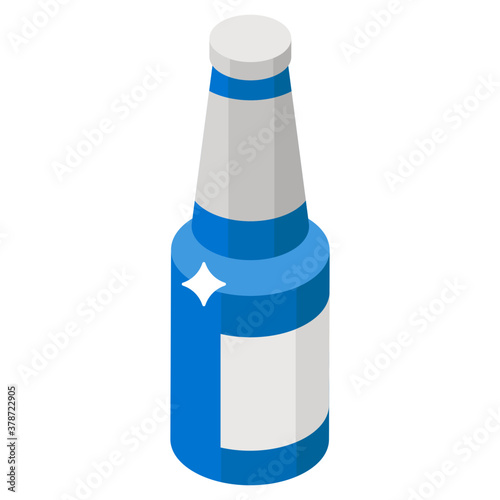 
Isometric icon design of an alcoholic drink, wine bottle 
