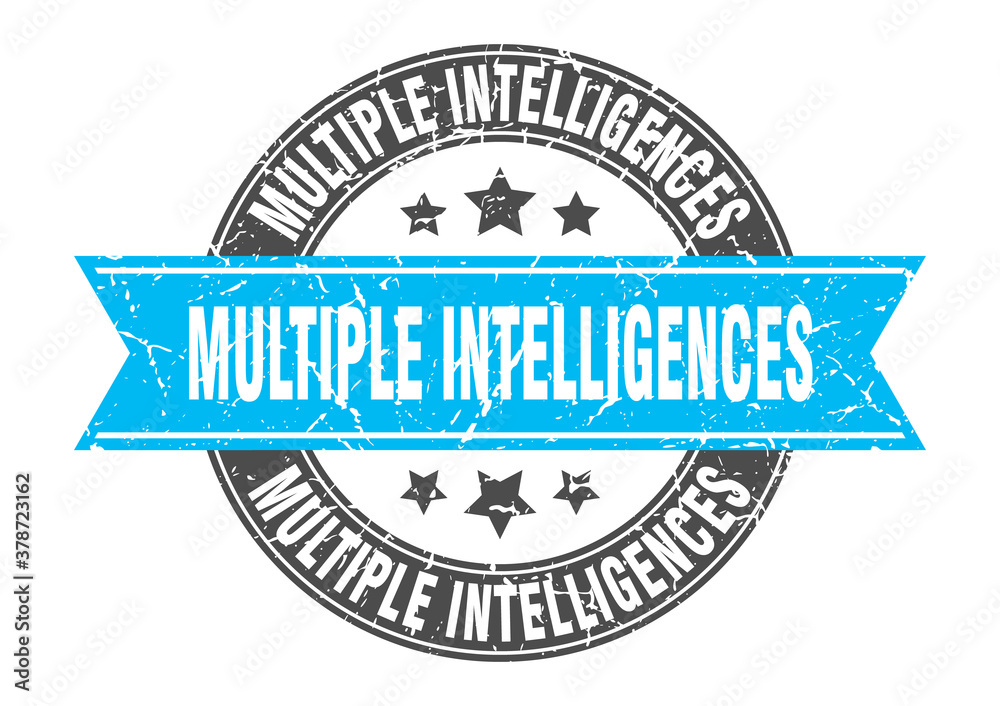 Fototapeta premium multiple intelligences round stamp with ribbon. label sign