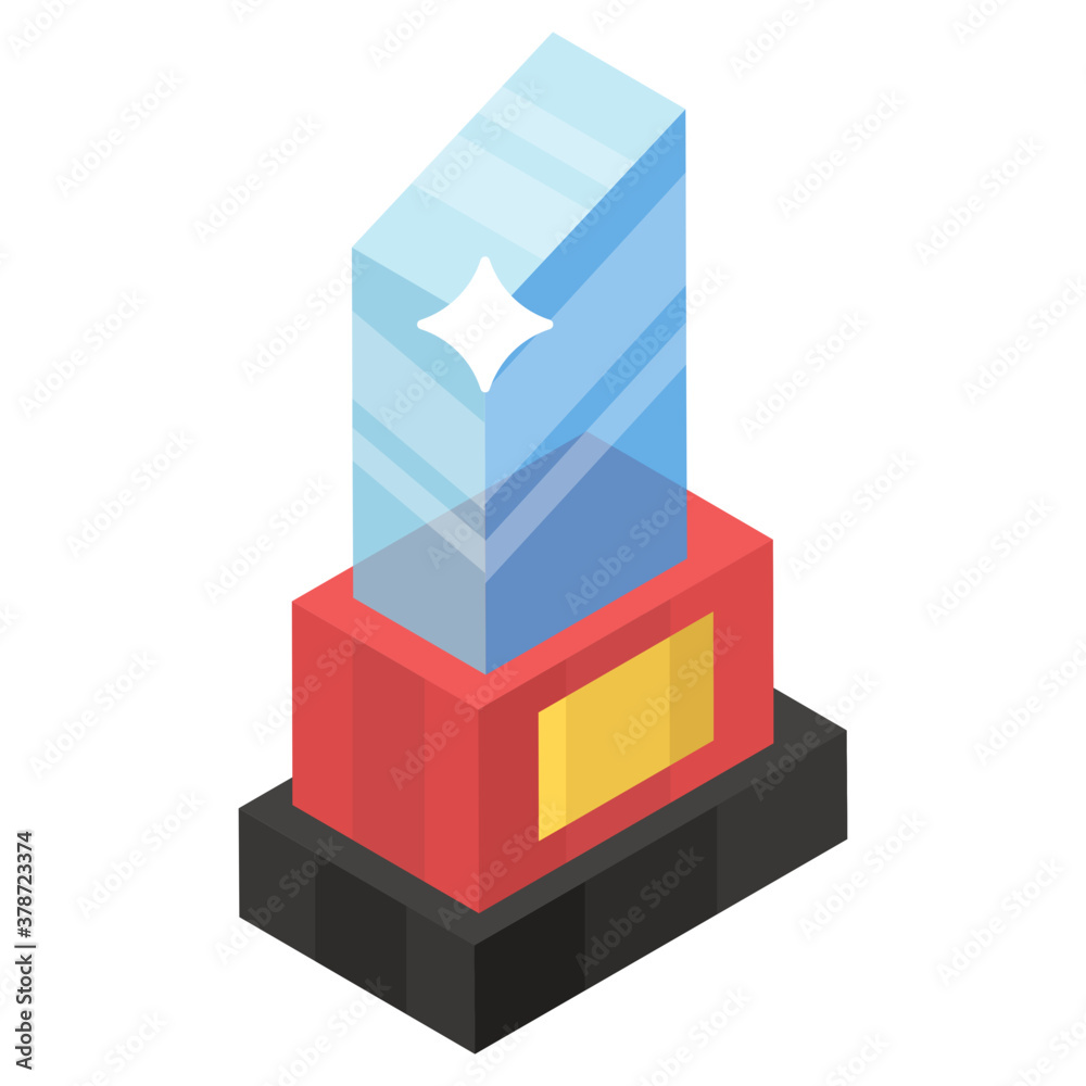 
Isometric icon design of a winner’s trophy concept, glass award 

