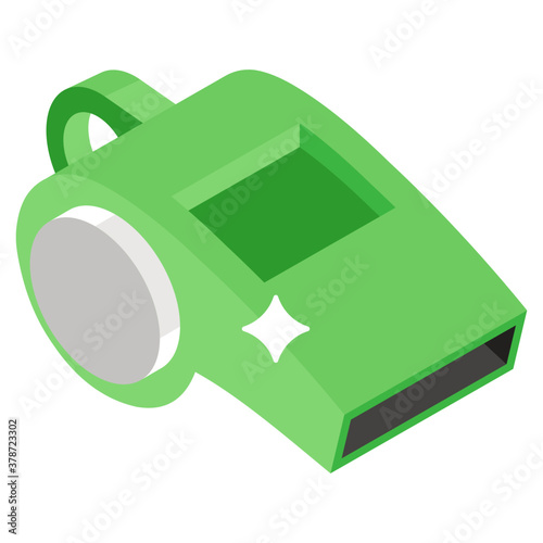 
Isometric icon of whistle, sport accessory  
