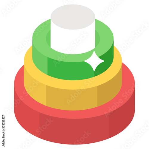 
Primary learning phase activity toys, isometric icon of rings toss vector design 
