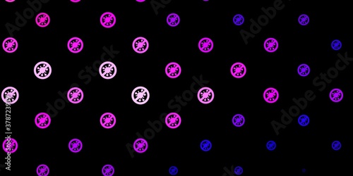 Dark Purple, Pink vector pattern with coronavirus elements.