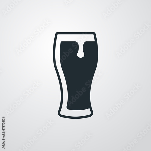 Pinta de cerveza. Logotipo vaso de cerveza vintage con espuma en fondo gris
