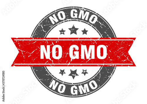 no gmo round stamp with ribbon. label sign