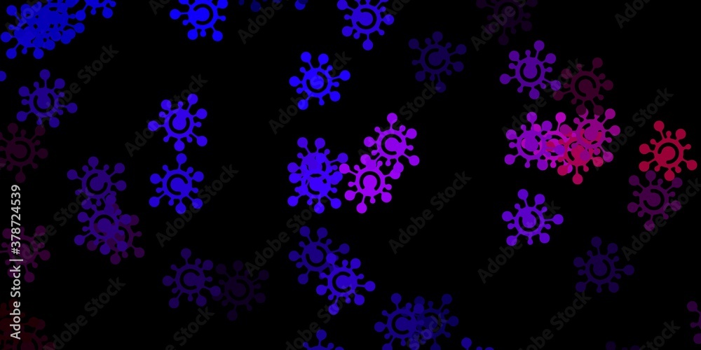 Dark blue, red vector texture with disease symbols.