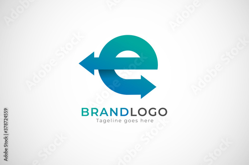 Abstract Initial Letter E Logo,  two arrow and letter E combination, Usable for logistic and  Business  Logos, vector illustration