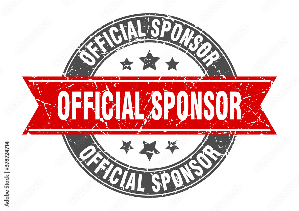 Obraz premium official sponsor round stamp with ribbon. label sign