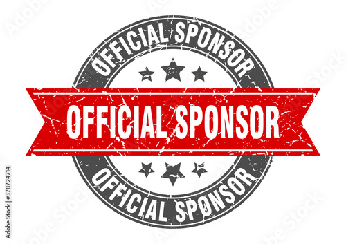 official sponsor round stamp with ribbon. label sign