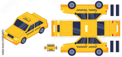 Valokuva Taxi car paper cut toy