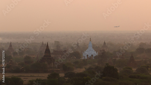 Bagan landscape  with his pagoda  temple and stupa seeing along a boat tour and a balooning experience