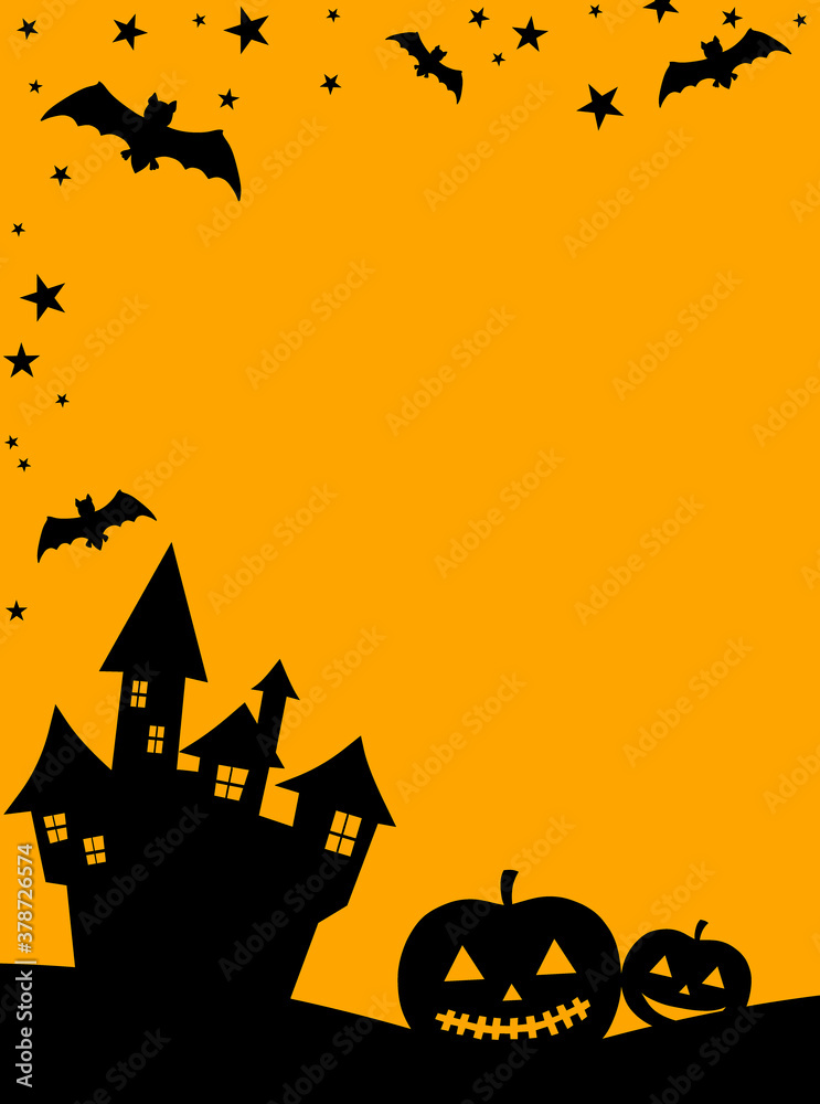 Background of Halloween Pumpkin Bats Castle