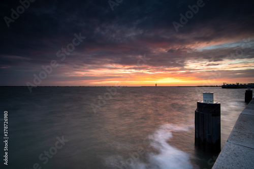 May, 2020: Work of art Exposure of English Visual artist Antony Gormley. Port of Lelystad, province of Flevoland, Netherlands photo