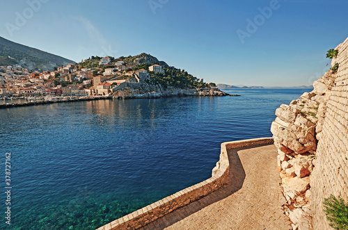 The small Island of Hydra in Greece's Argo Saronic Gulf photo