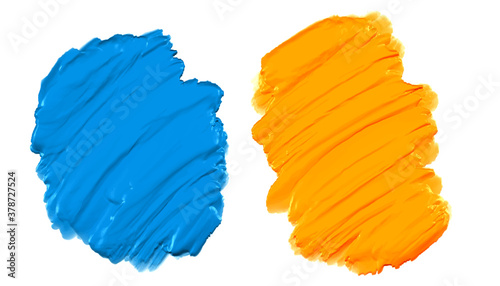 blue and yellow thick acrylic watercolor paint texture background
