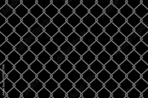 metallic chain link fence pattern on black background