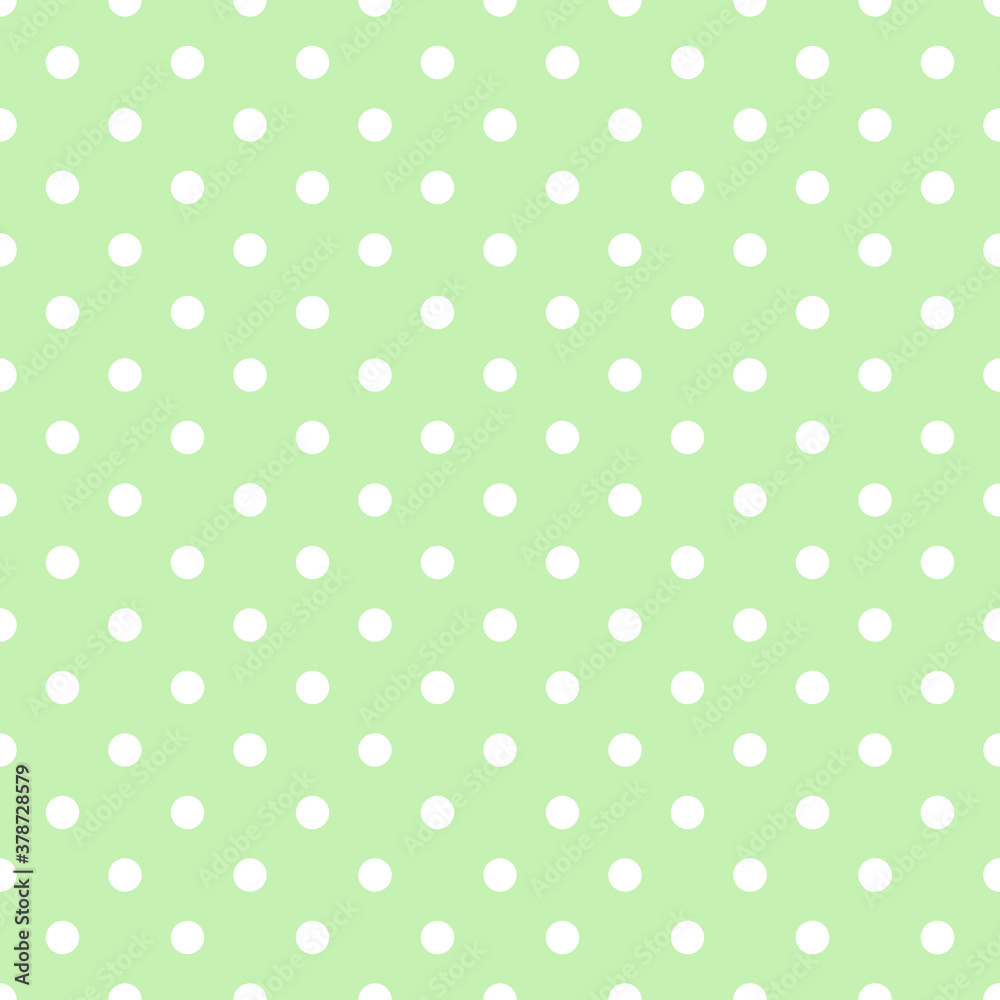 Seamless pattern white small polka dots on pastel chartreuse green background. Elegant print for fabric textile gift paper scrapbook wallpaper kids clothes nursery decor