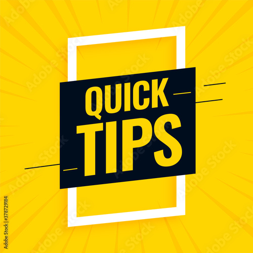 quick helpful tips yellow background design