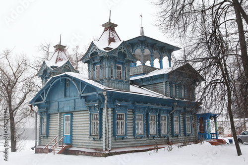 Old traditional national wooden house (