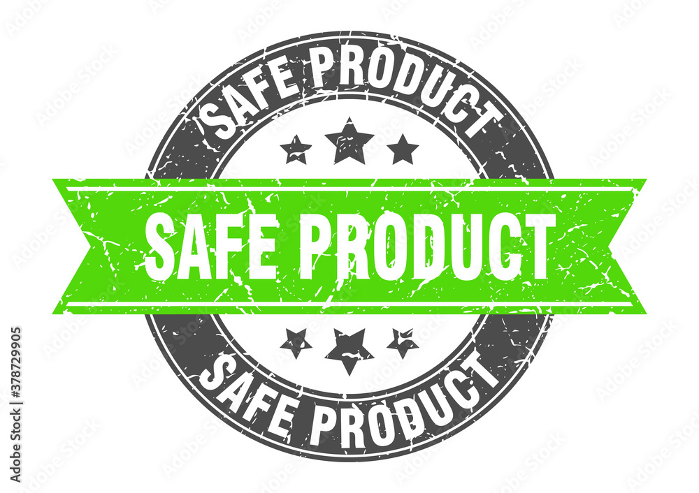 Fototapeta premium safe product round stamp with ribbon. label sign