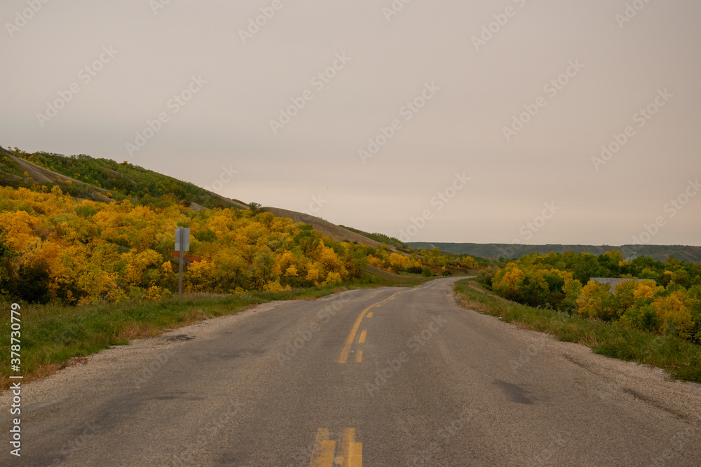 Fall Colours along the roadway in Qu'Appelle Valley, Saskatchewan, Canada