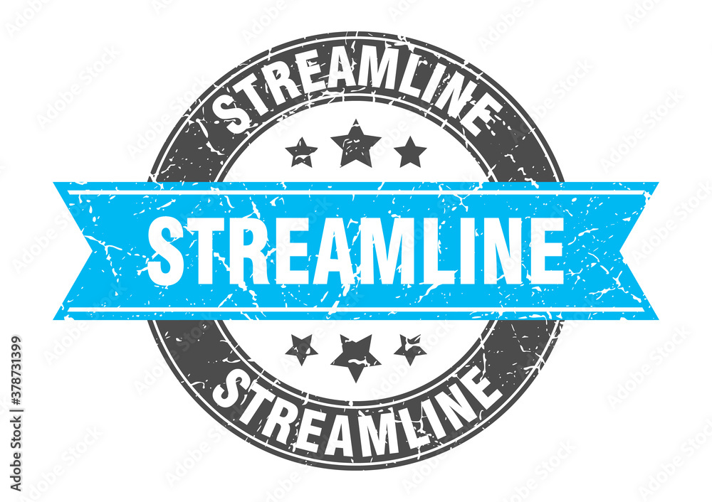 Fototapeta premium streamline round stamp with ribbon. label sign