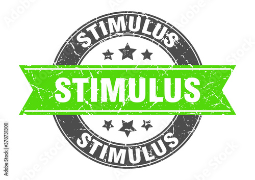 stimulus round stamp with ribbon. label sign